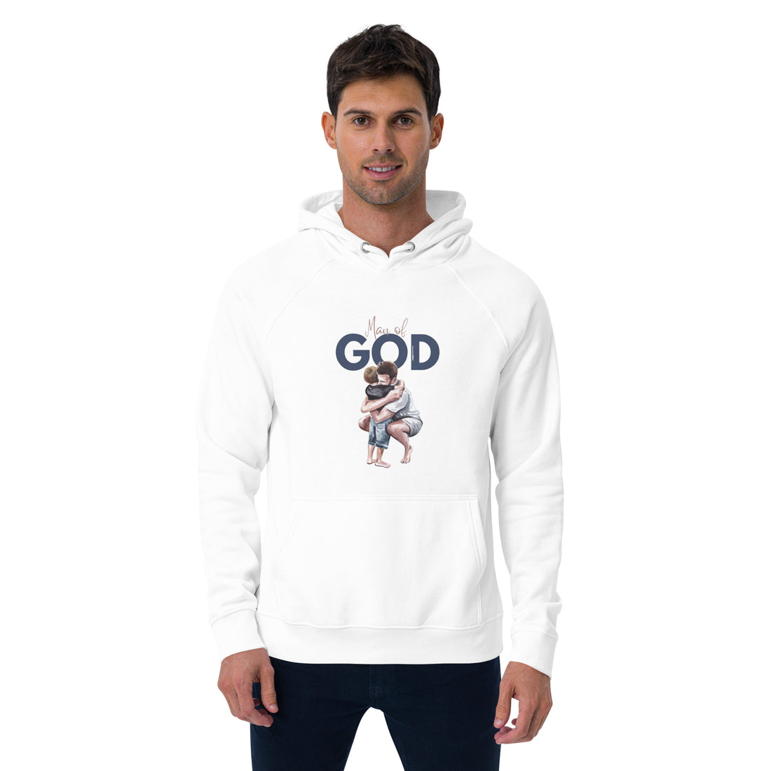 Man Of God Unisex eco raglan hoodie